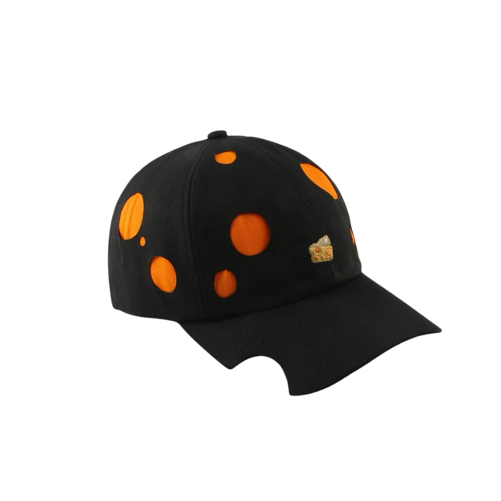 Korean Cheese Embroidered Baseball Cap – Unisex Adjustable Sun Hat Baseball Cap Axl Black