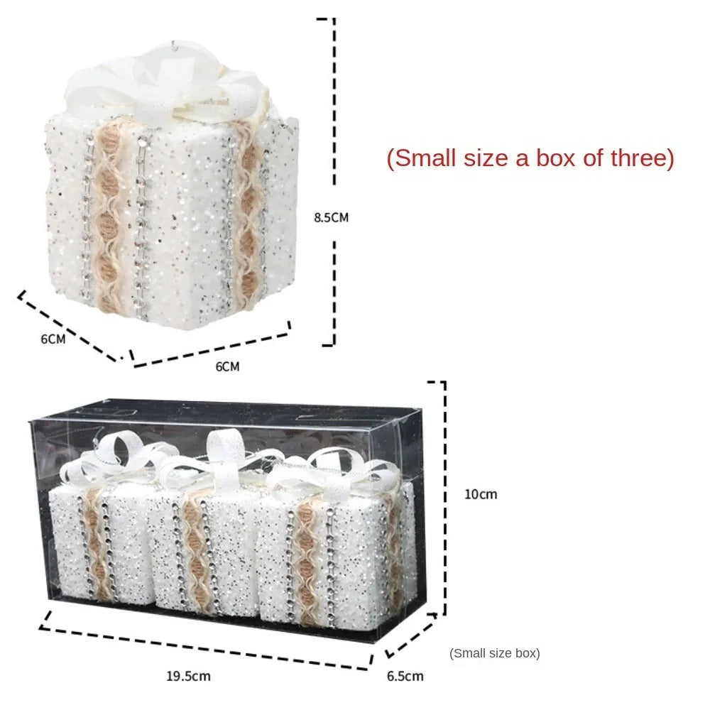 Lace Gift Box Christmas Tree Ornaments – DIY Plastic Pendant Set Christmas Tree Ornament Axl White Small