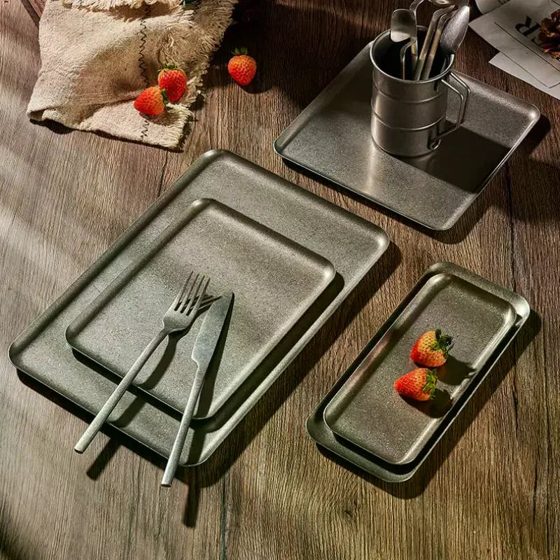 Vintage 304 Stainless Steel Snowflake Square Serving Tray Serving Tray Axl