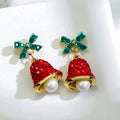 Zircon Christmas Tree Drop Earrings – Bowknot Pearl Bell Drop Earrings Axl A