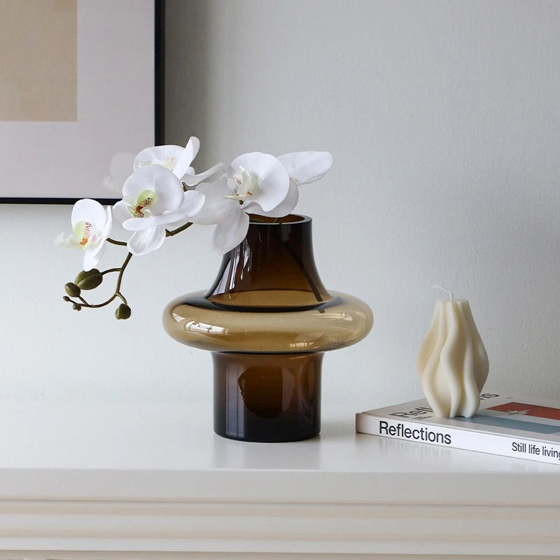 Nordic Minimalist Glass Vase – Modern Tabletop Flower Bottle Decorative Glass Vase Axl
