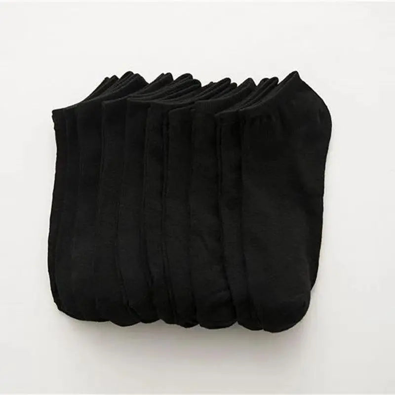 Men's Low-Cut Ankle Boat Socks – Soft Polyester, Solid Colour Men's Ankle Socks Axl 10 pairs black One Size