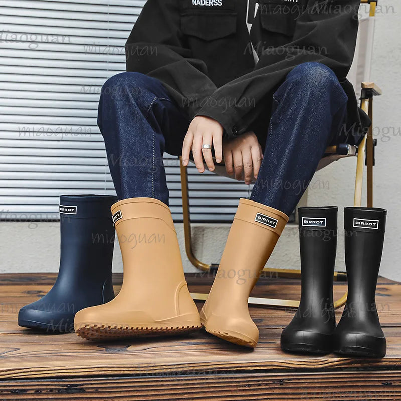 Men's Waterproof Mid-Calf Rain Boots | Non-Slip Rubber Outdoor Men's Rain Boots Axl