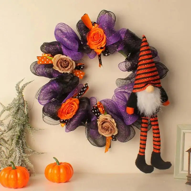 Halloween Long Leg Elder Doll Wreath – Spooky Door Decor Halloween Wreath Decor Axl PR