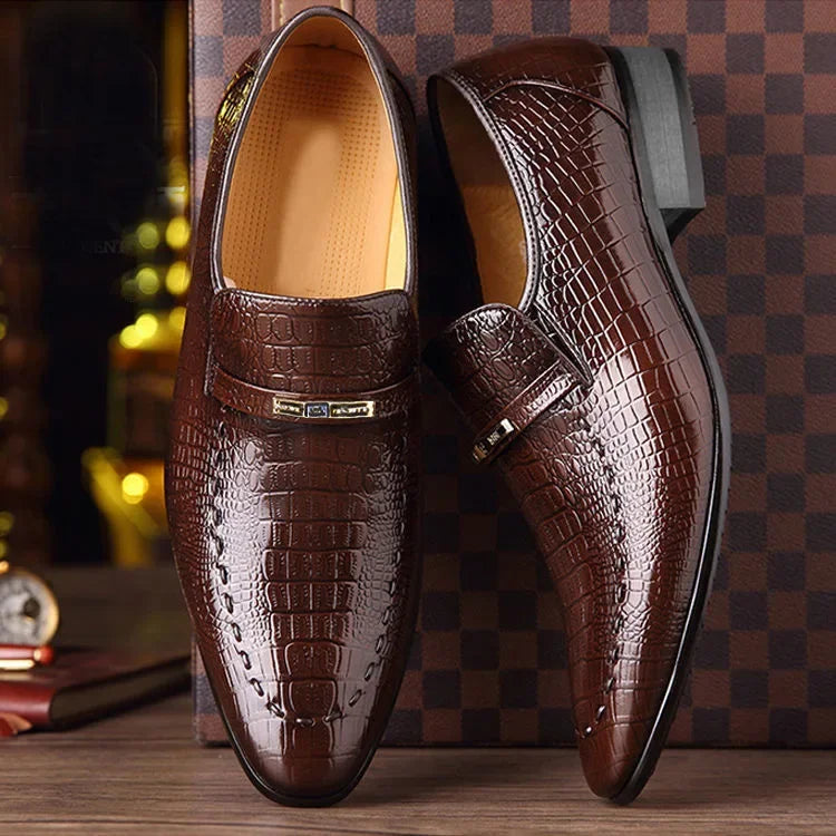 YBQJOO Men's PU Leather Slip-On Oxford Dress Shoes Oxford Dress Shoes Axl