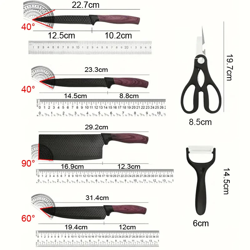 6-Piece Stainless Steel Kitchen Knife Set – Diamond Pattern Kitchen Knife Set Axl