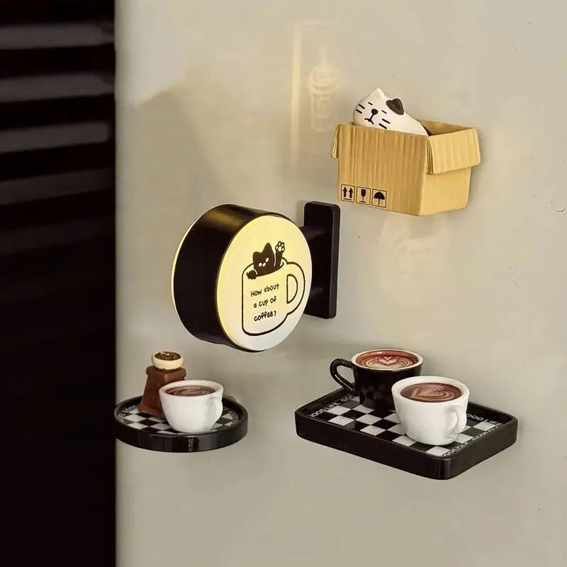 LED Mini Lightbox Fridge Magnet – Cute Cat & Coffee Decor LED Fridge Magnet Axl