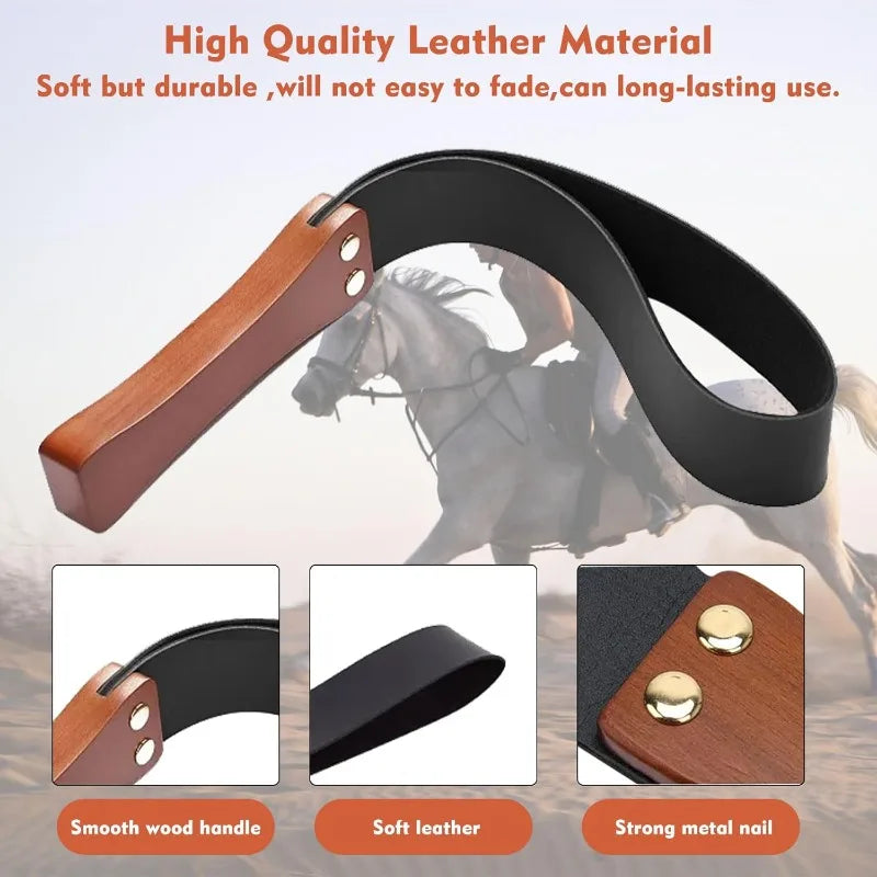 19" Leather Riding Crop – Anti-Slip Wooden Handle | Horse Whip Riding Crop Axl