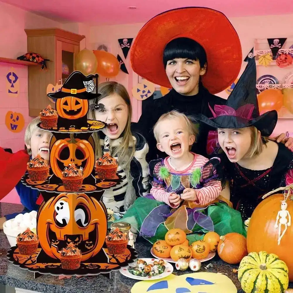 Halloween Pumpkin Multi-Layer Paper Cake Stand | Dessert Rack Halloween Cake Stand Axl