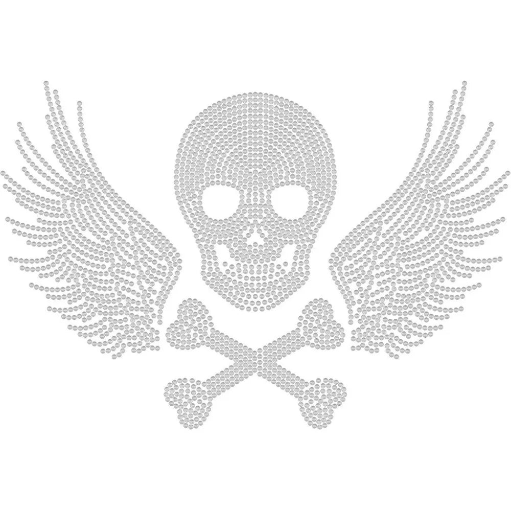 Iron-On Rhinestone Wings Patch – Clear Bling Heat Transfer Appliqué Iron-On Patch Axl AECH04-19210