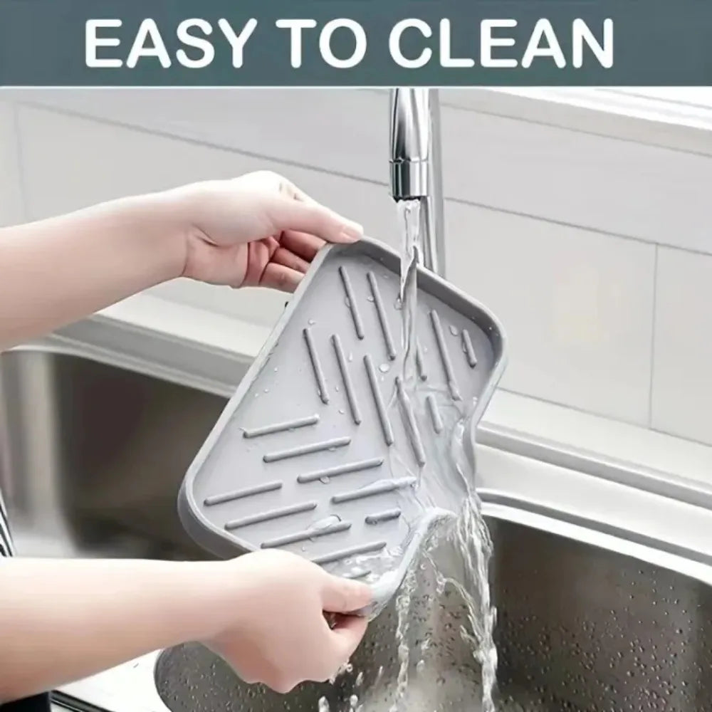 Silicone Sink Tray with Drain | Soap & Sponge Holder Sink Organizer Tray Axl