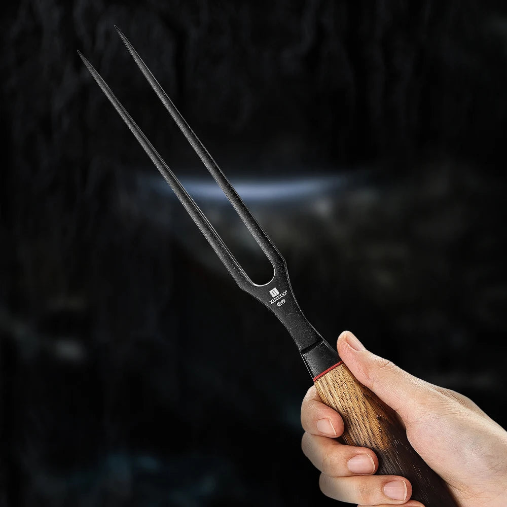 XINZUO Forged Carving Fork | 430 Steel & White Oak Handle Carving Fork Axl