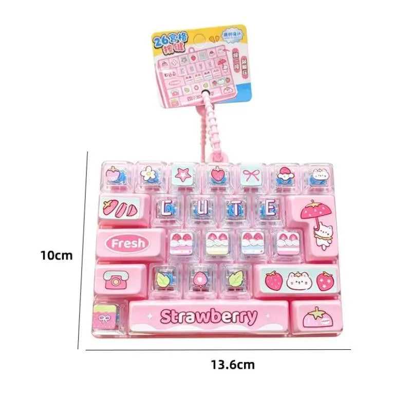 Strawberry Fidget Keyboard Keychain – 26 Keys Clickable Toy Fidget Keychain Toy Axl