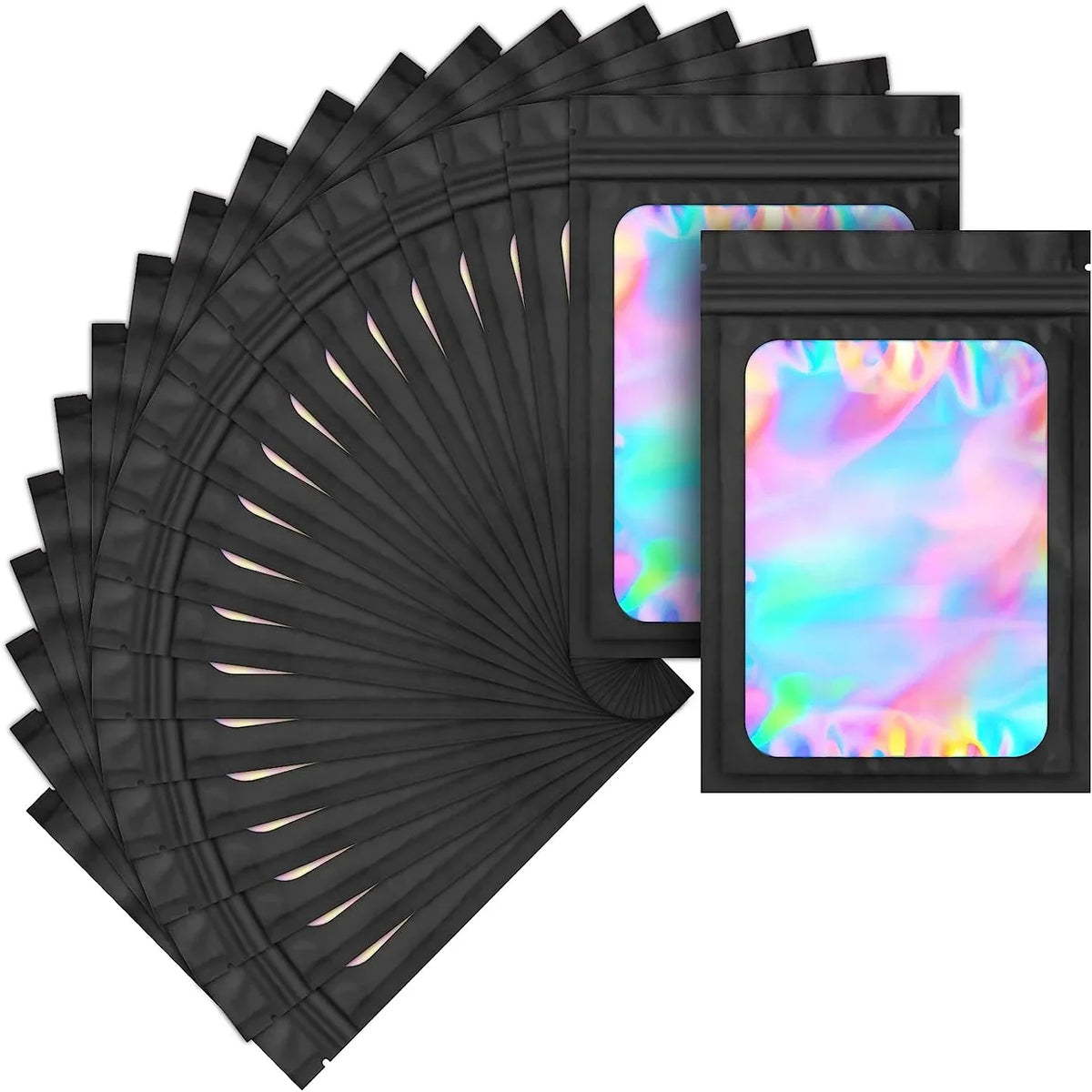 Holographic Sealed Storage Bags 100 Pcs – Black Small Item Pouches Storage Zip Bags Axl
