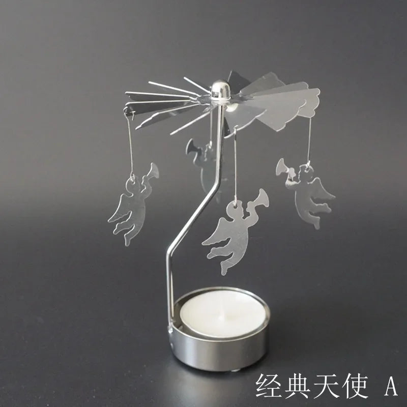 Spinning Metal Carousel Tea Light Candle Holder | Xmas Decor Candle Holder Axl angel