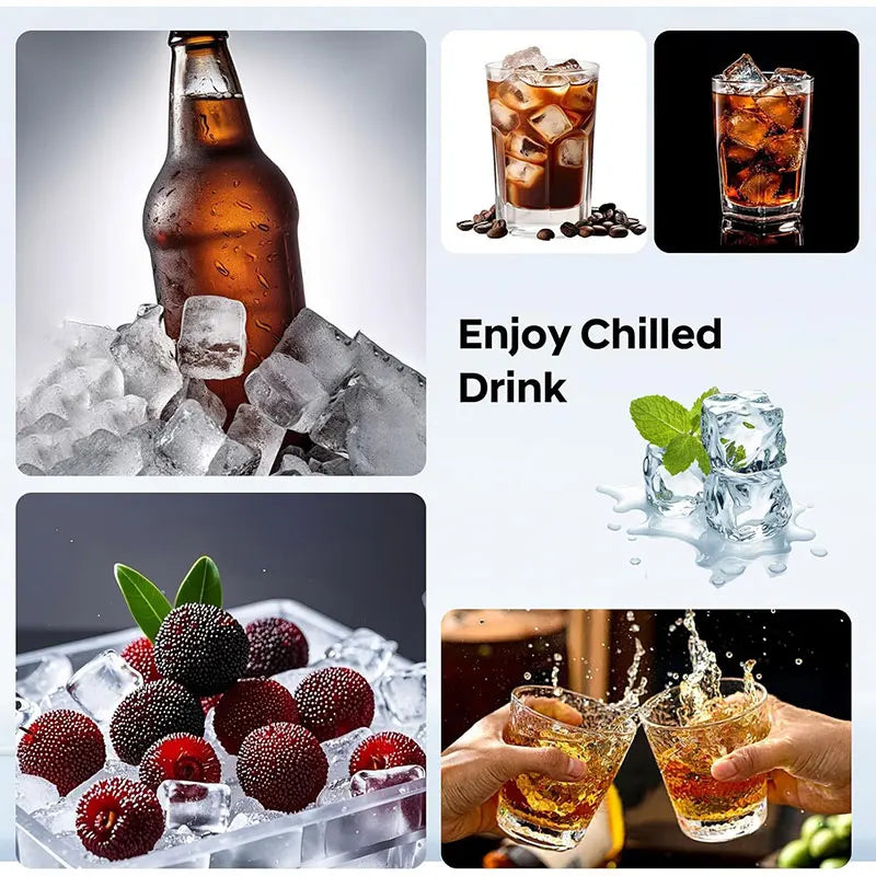 2-Pack Large Silicone Ice Cube Tray with Lid | Whiskey & Cocktails Silicone Ice Cube Tray Axl