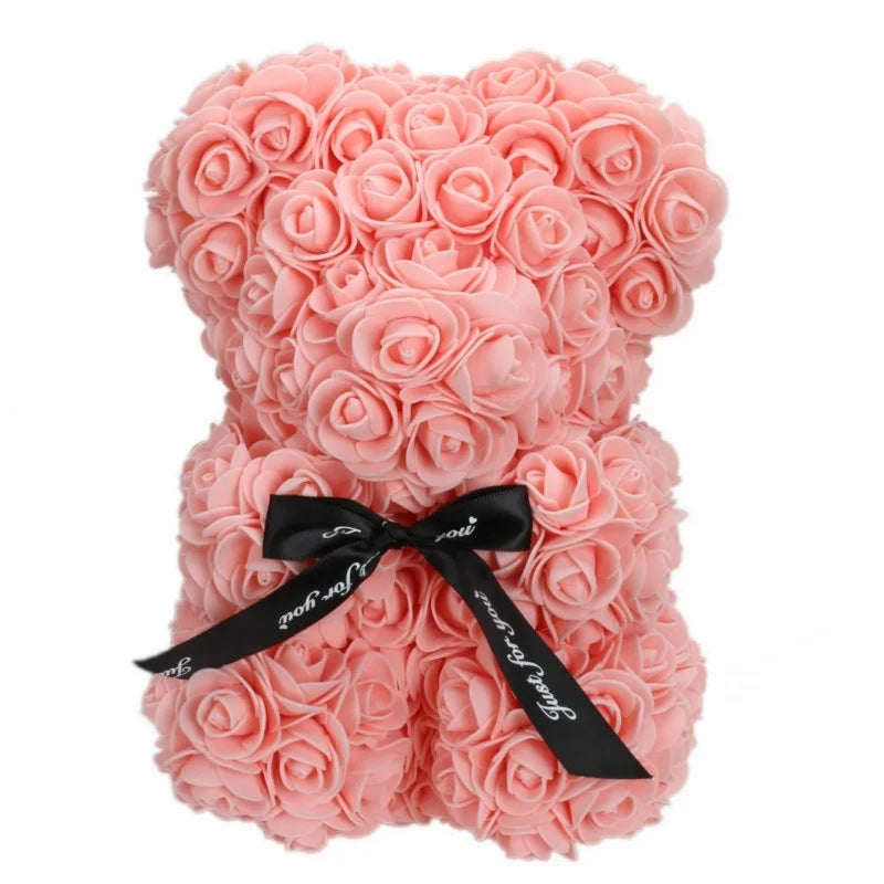 Rose Bear Foam Flower Bear Gift – 20cm Eternal Rose Bear Decorative Rose Bear Axl Pink
