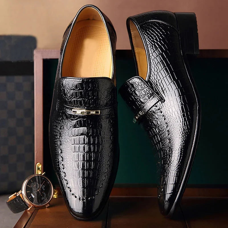 YBQJOO Men's PU Leather Slip-On Oxford Dress Shoes Oxford Dress Shoes Axl