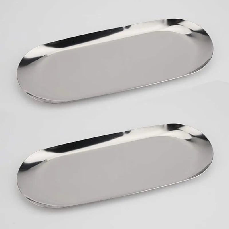 Stainless Steel Decorative Tray – Jewelry & Cosmetics Organizer Decorative Storage Tray Axl silvery
