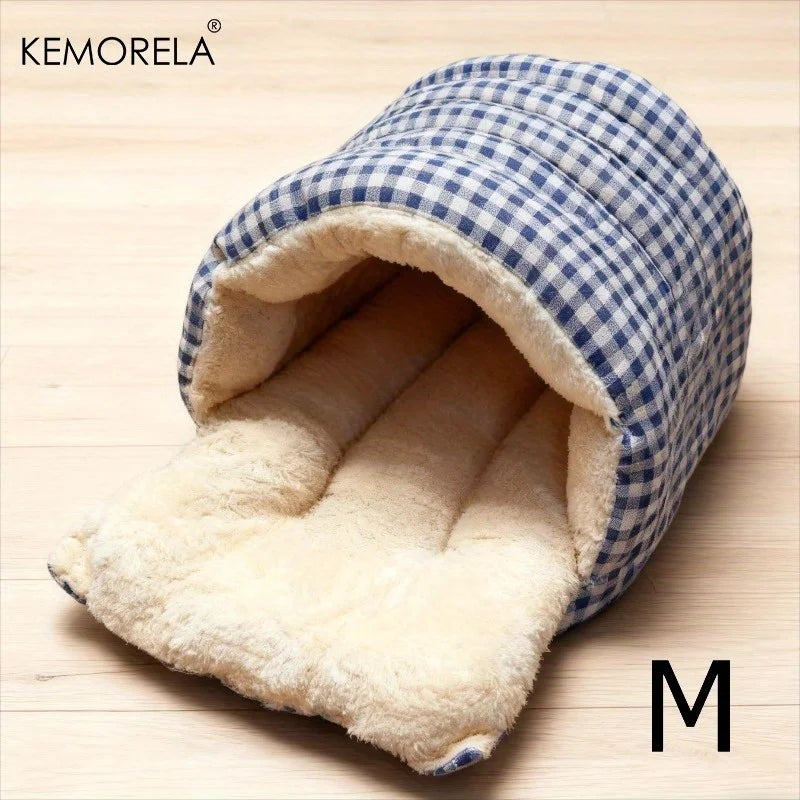 KEMORELA Fuzzy Cat Sleeping Bag – Warm Washable Pet Bed Cat Sleeping Bag Axl Blue M