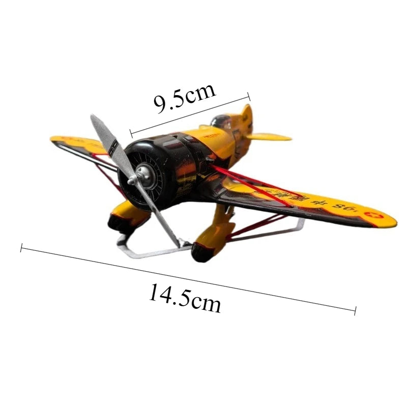 Modern Metal Airplane Ornament – Miniature Aircraft Home Decor Decorative Sculpture Axl Yellow
