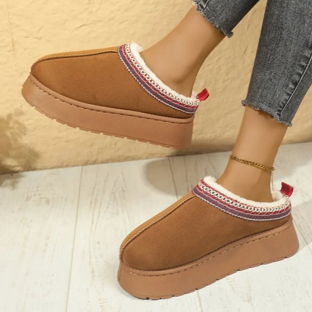 Women's Winter Snow Boots – Cozy Slip-On Platform Ankle Boot Women's Snow Boots Axl 36 Brown