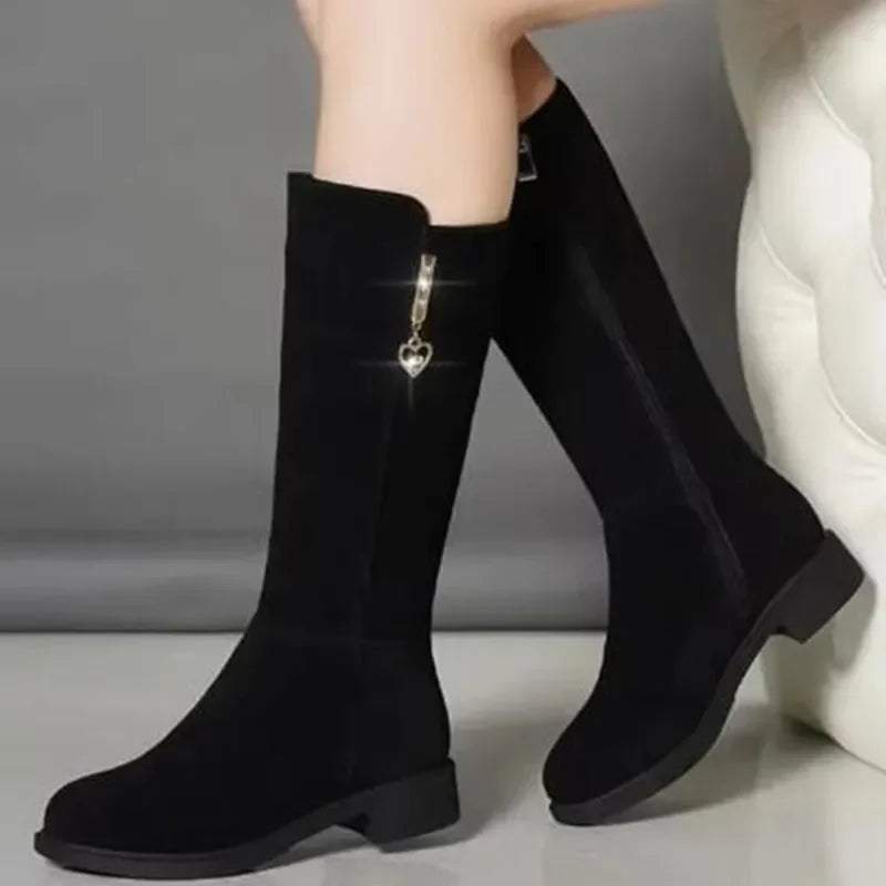 Women's Warm Plush Snow Boots – Side Zip Knee-High Winter Women's Winter Boots Axl 1 35
