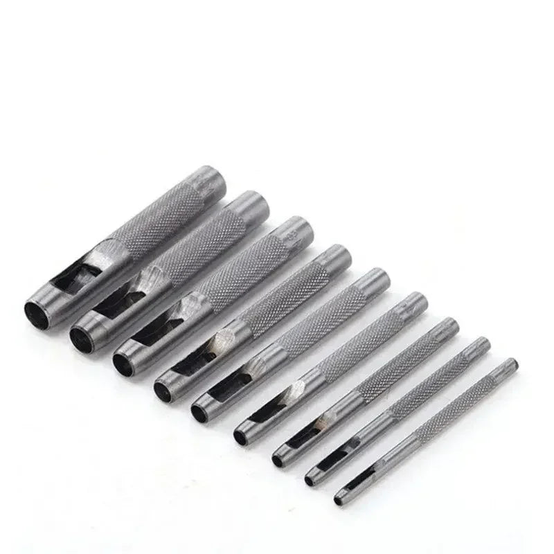 9-Piece Hollow Hole Punch Set – High Carbon Steel 2.5–10mm Leather Hole Punch Set Axl