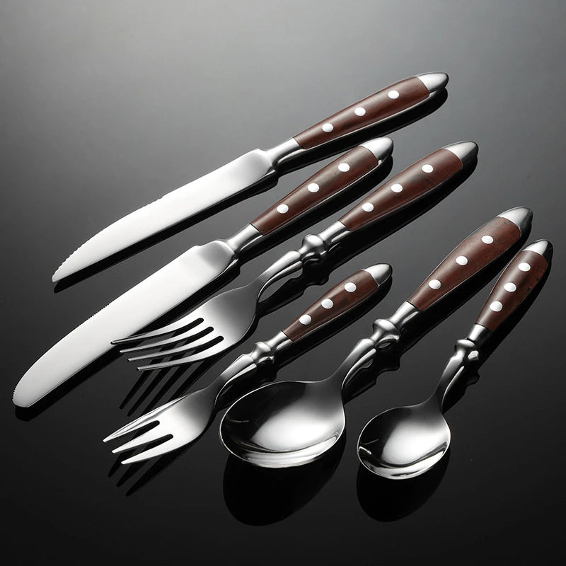 6-Piece Stainless Steel Flatware Set – Knife, Fork & Spoon Flatware Set Axl