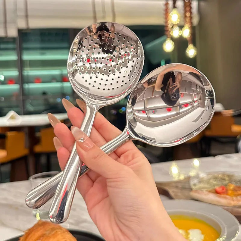 2-Pc Stainless Steel Ladle & Slotted Spoon Set | Kitchen Utensils Kitchen Utensil Set Axl