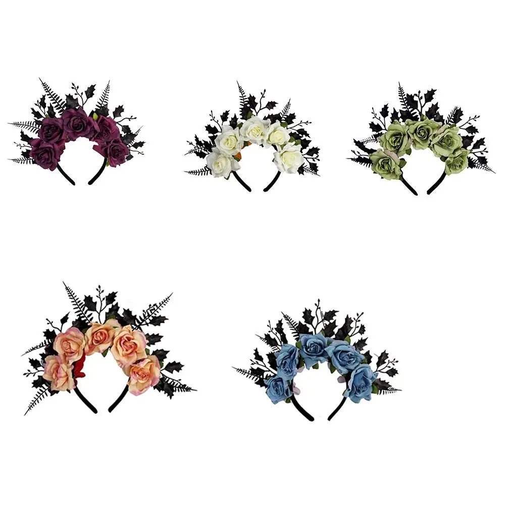 Gothic Rose Flower Crown Headband – Halloween & Cosplay Flower Crown Headband Axl