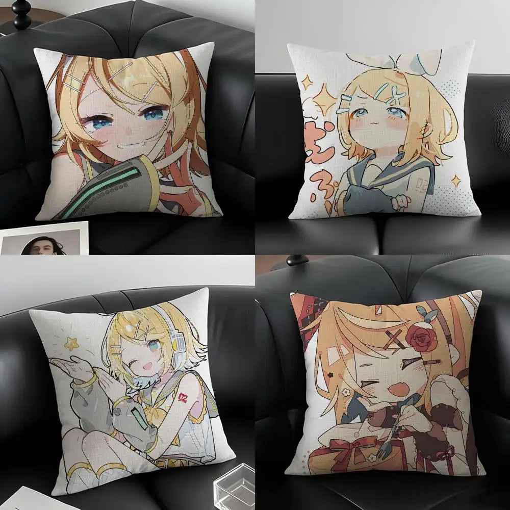 Kagamine Rin Linen Cushion Cover | Anime Pillow Case 6 Sizes Decorative Cushion Cover Axl