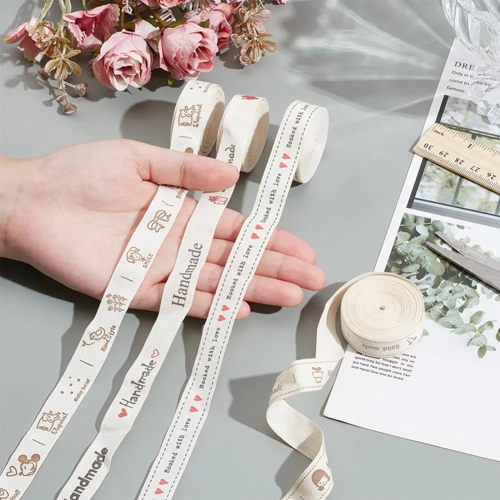 4 Rolls Printed Cotton Ribbon for Gift Wrapping – 4 Styles Decorative Craft Ribbon Axl