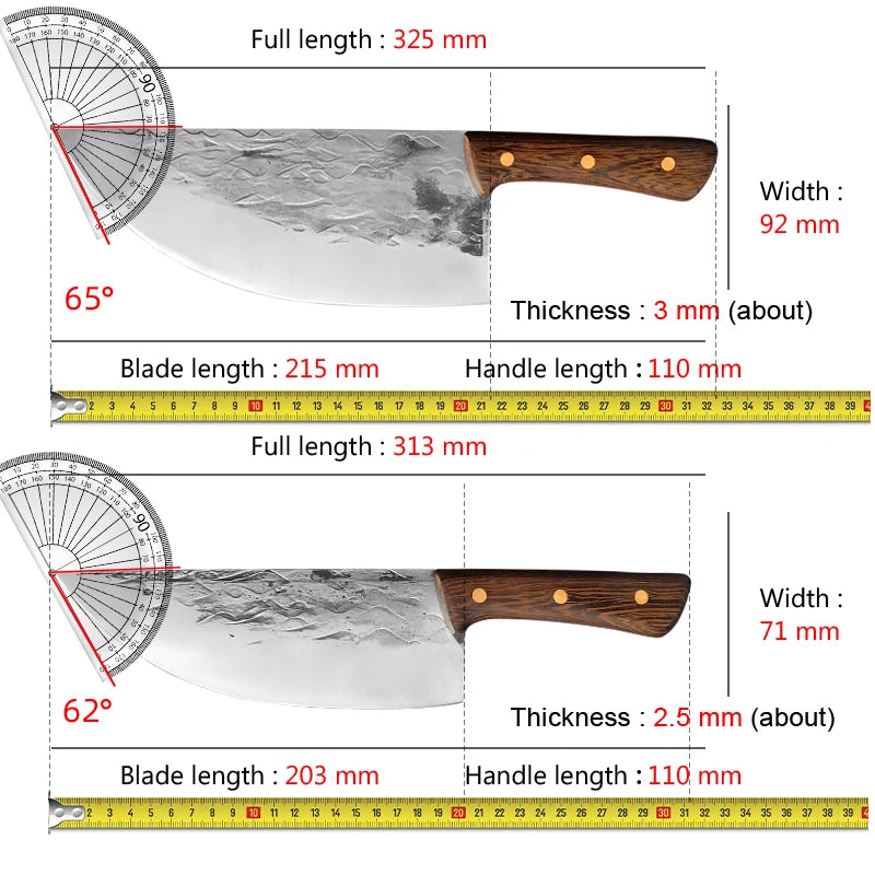 InLeung Forged Chef Cleaver Knife – High-Carbon Steel Wood Handle Chef Cleaver Knife Axl