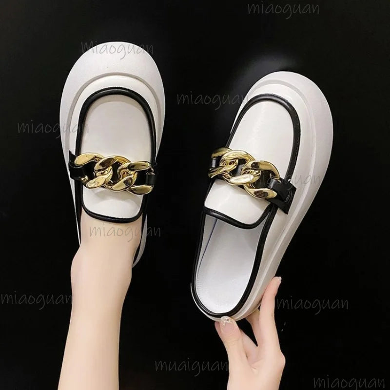 Women's 4CM Platform Chain Slides – Non-Slip Fashion Slippers Platform Slippers Axl