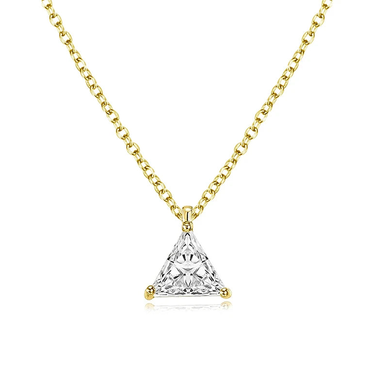 Huitan Triangular Cubic Zirconia Pendant Necklace | Gold & Silver Pendant Necklace Axl XL1371 45cm