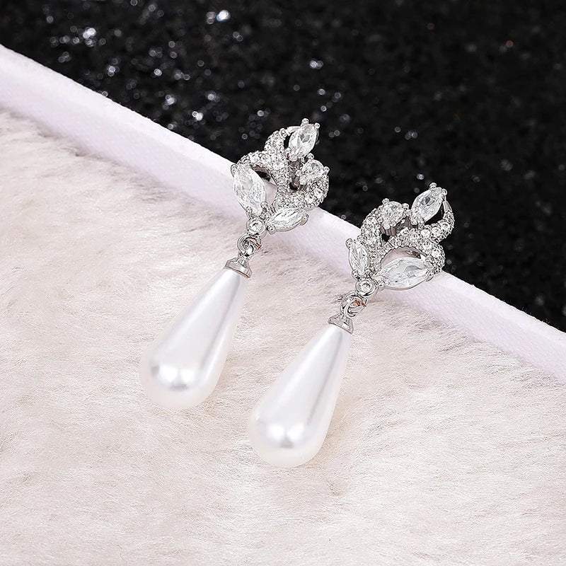 Huitan Waterdrop Pearl Drop Earrings – Wedding Party Jewelry Pearl Drop Earrings Axl