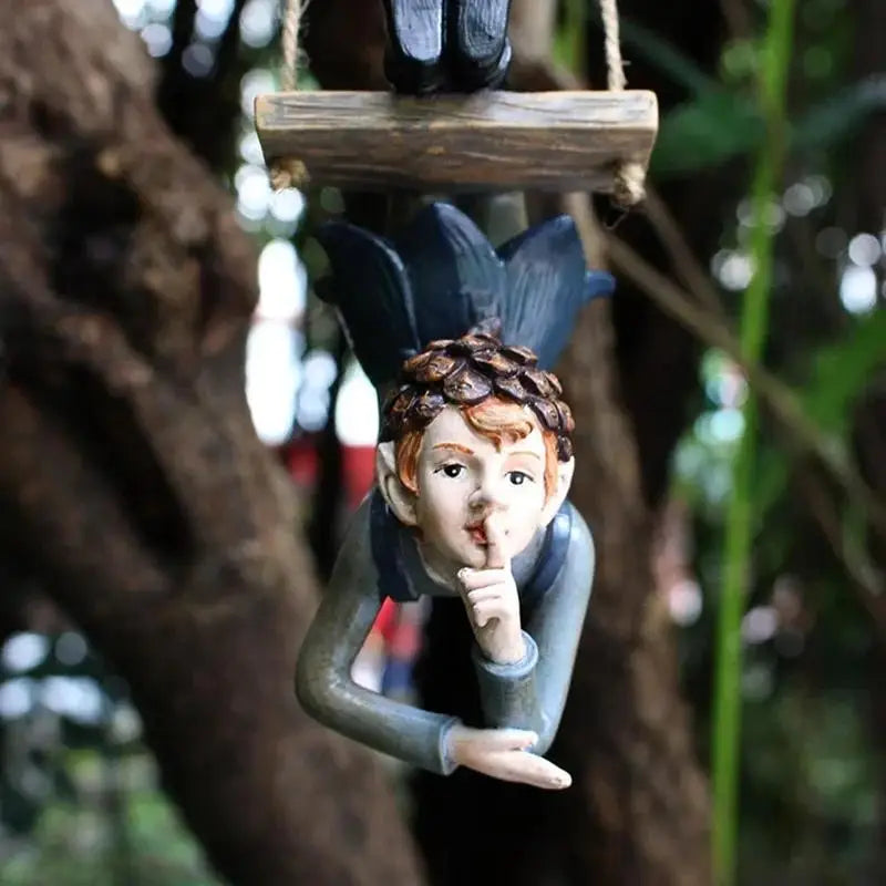 Garden Hanging Elf Ornament – Resin Fairy Figurine for Patio & Yard Garden Figurine Axl