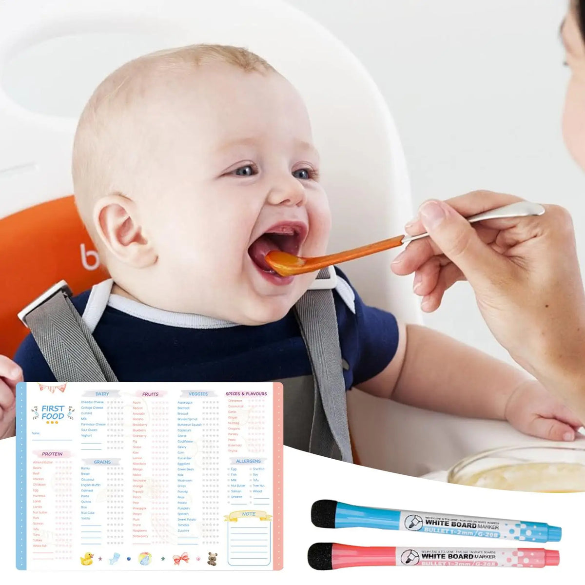 Magnetic Baby First Foods Chart – Erasable Infant Meal Tracker Baby Feeding Tracker Axl