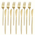 12-Piece Gold Stainless Steel Flatware Set – Knife & Fork Flatware Set Axl 12pcs