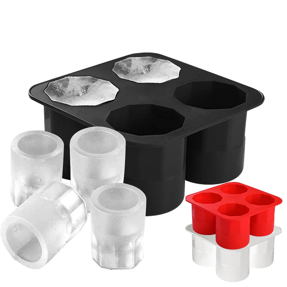 4-Cavity Silicone Shot Glass Ice Mold – Whiskey Ice Tray Silicone Ice Mold Axl