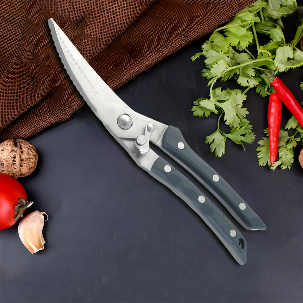 Professional Stainless Steel Kitchen Scissors & Food Shears Kitchen Scissors Axl Scissors-Grey