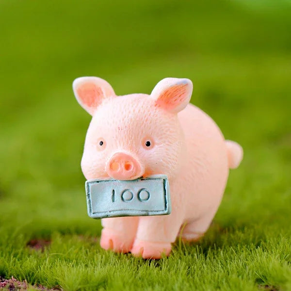 Mini Pig Family Resin Figurines – 5pc Miniature Garden Decor Miniature Resin Figurine Axl B