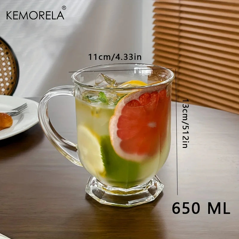 KEMORELA Retro Large Capacity Glass Mug 480/600/650ml Glass Mug Axl 650ML 501-600ml