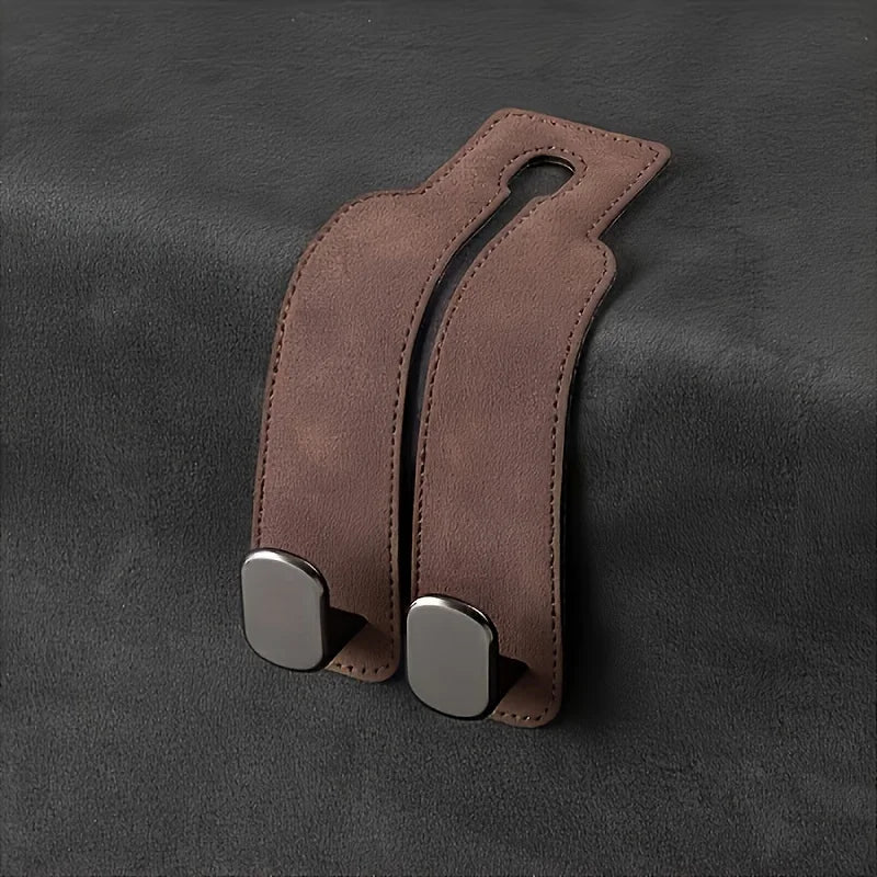 Car Seat Back Hook – Hidden PU Suede Organizer Hook Car Seat Hook Axl Brown hook 1pc