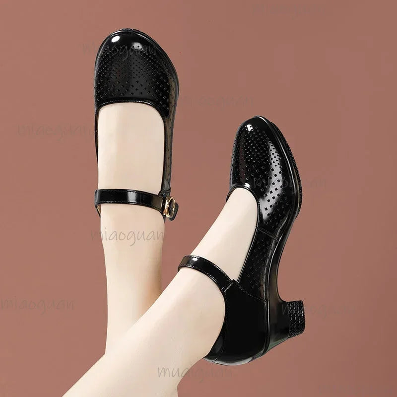 Women's Cutout Block Heel Mary Jane Sandals | Sizes 34–46 Block Heel Sandals Axl