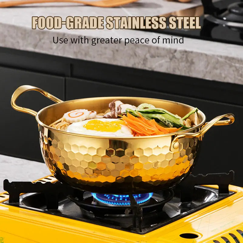 3-Piece Korean Ramen Pot Set – Stainless Steel with Lids Cookware Pot Set Axl