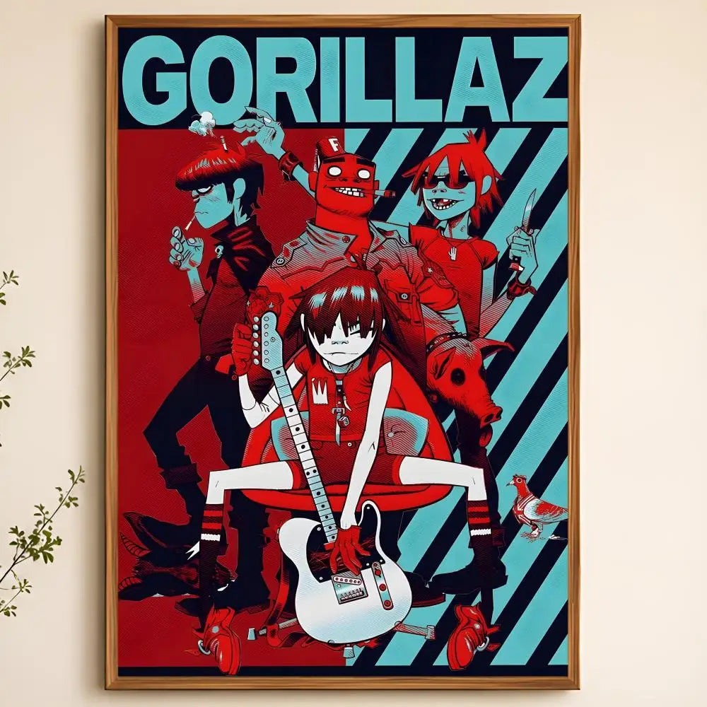 Gorillaz Album Poster – Self-Adhesive HD Wall Art Decor Decorative Wall Poster Axl White03 15X20cmNoframe