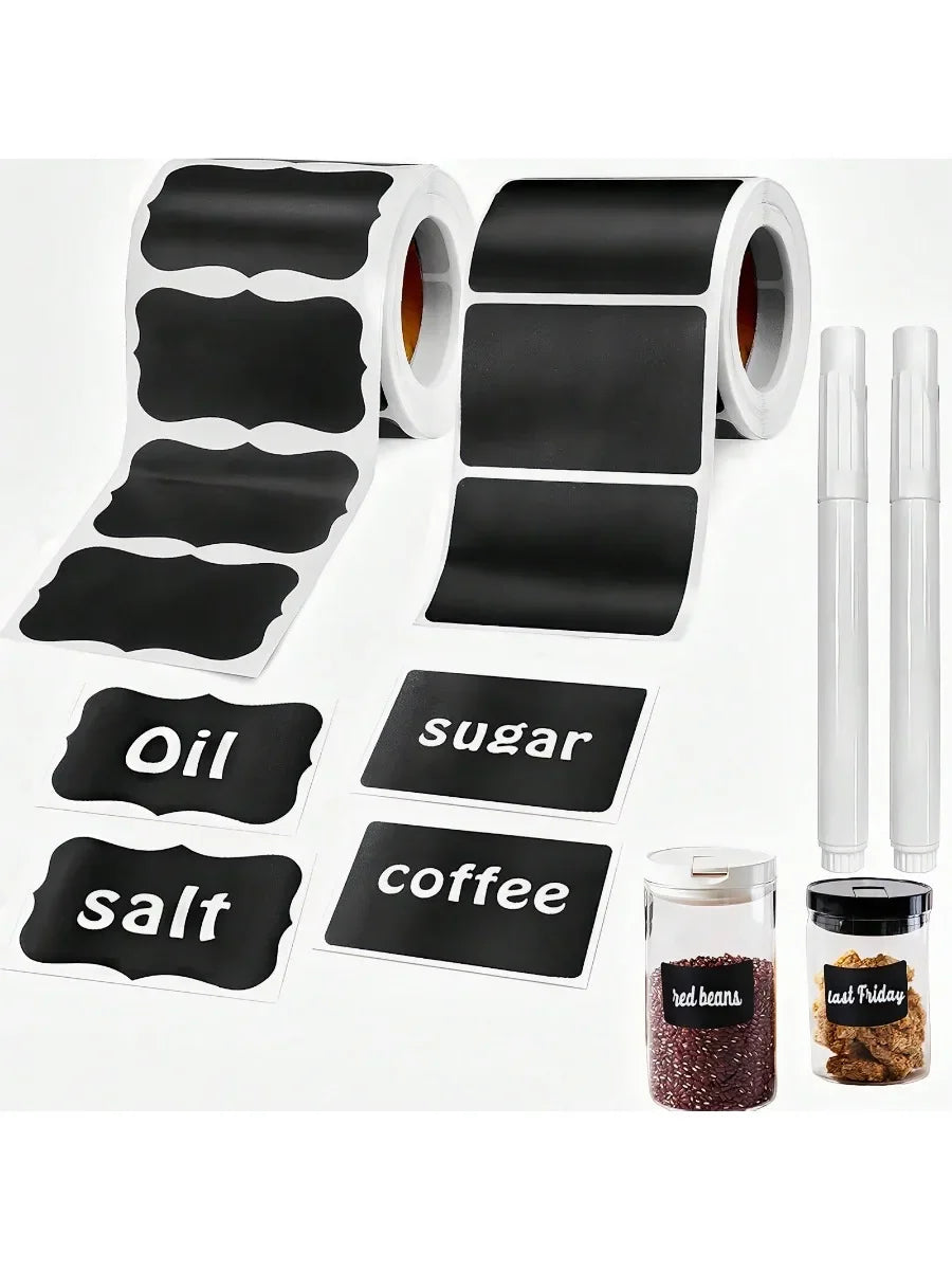 Black Waterproof Reusable Chalk Labels for Jars & Storage Chalk Label Stickers Axl