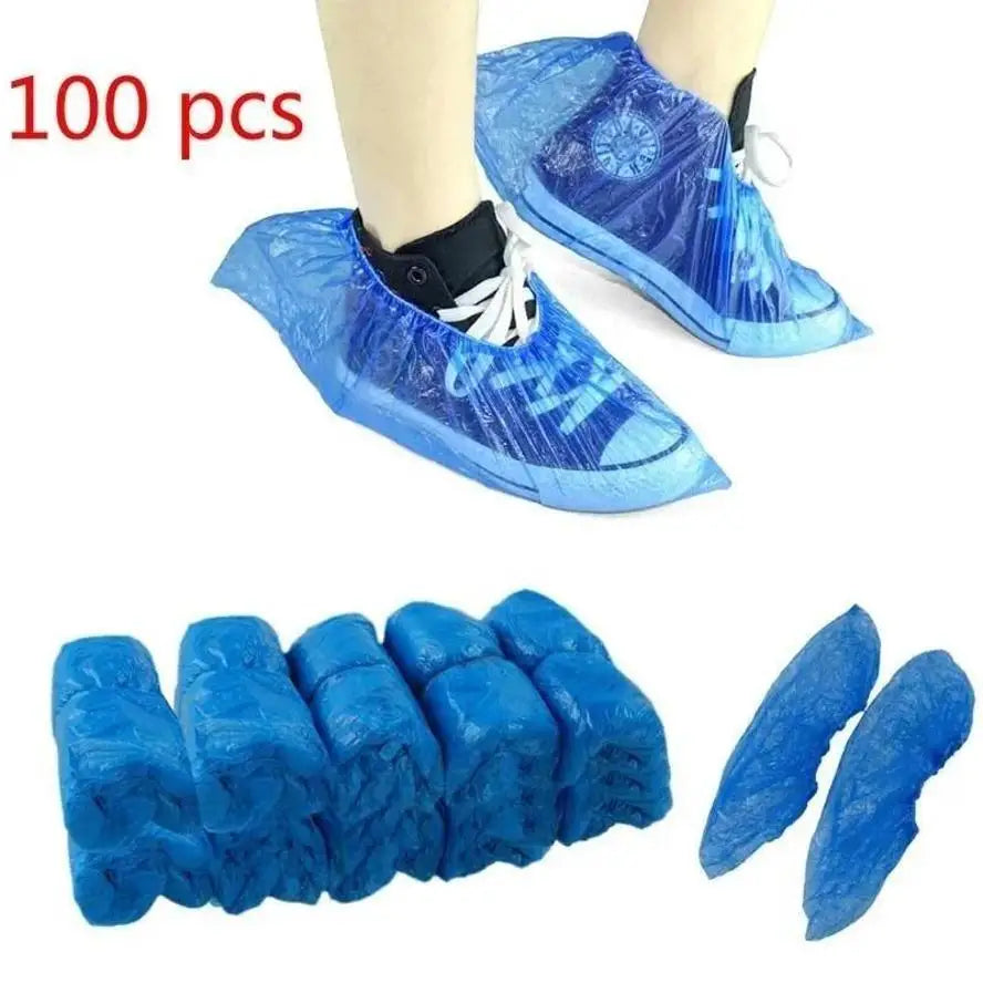 100-Pack Disposable Waterproof Shoe Covers – Non-Slip Overshoes Disposable Shoe Covers Axl Blue